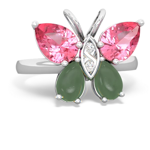 pink sapphire-jade butterfly ring