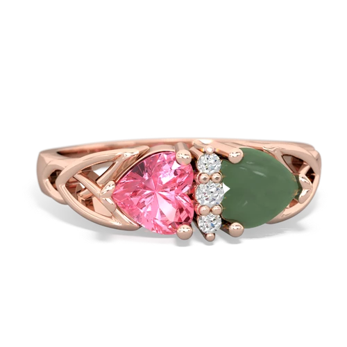 pink sapphire-jade celtic ring