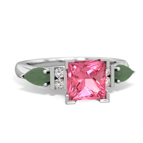 pink sapphire-jade engagement ring