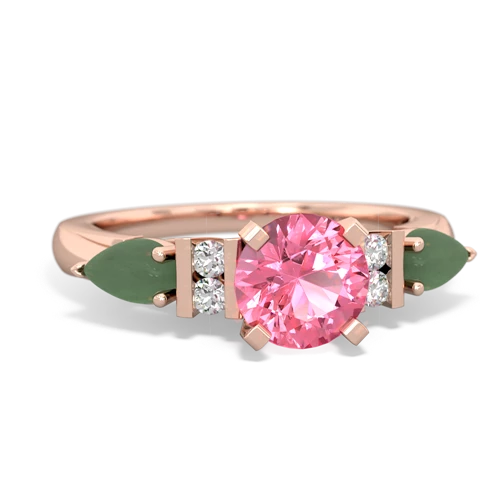pink sapphire-jade engagement ring