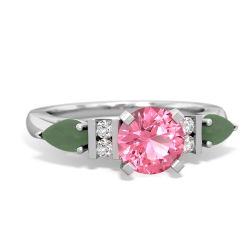 pink sapphire-jade engagement ring