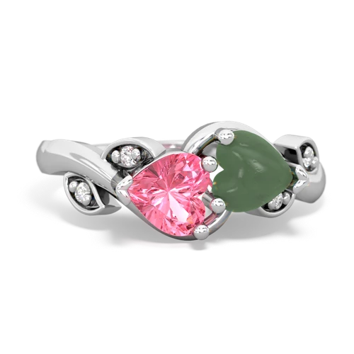 pink sapphire-jade floral keepsake ring