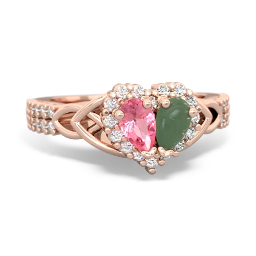 pink sapphire-jade keepsake engagement ring