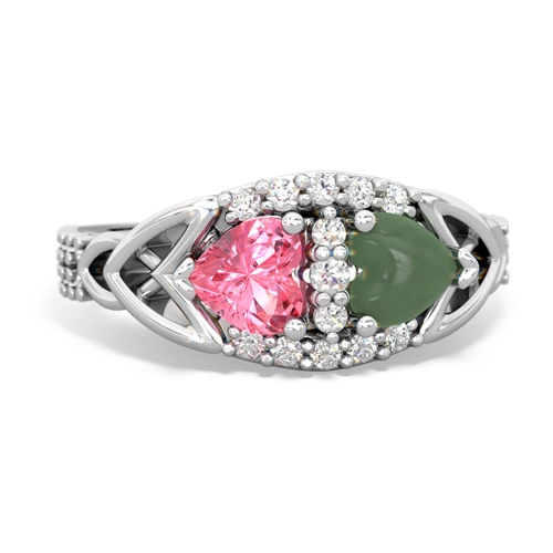 pink sapphire-jade keepsake engagement ring