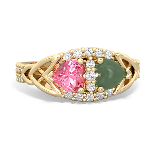 pink sapphire-jade keepsake engagement ring