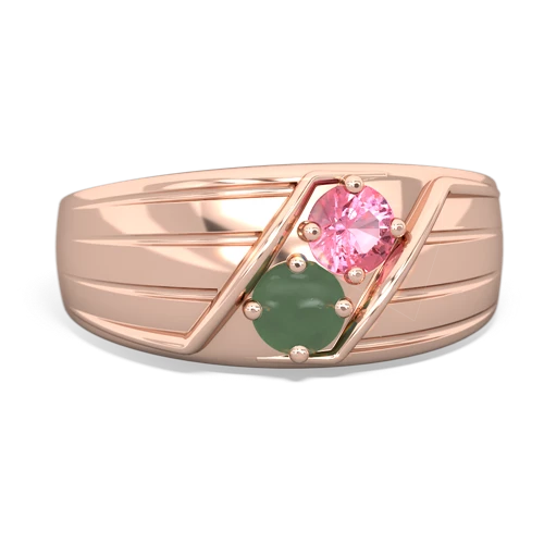 pink sapphire-jade mens ring