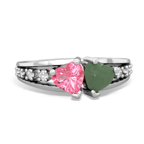 pink sapphire-jade modern ring