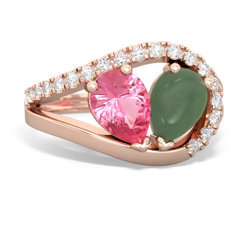 pink sapphire-jade pave heart ring