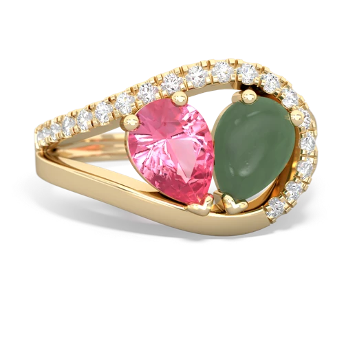 pink sapphire-jade pave heart ring