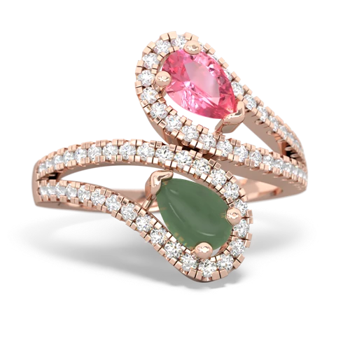 pink sapphire-jade pave swirls ring