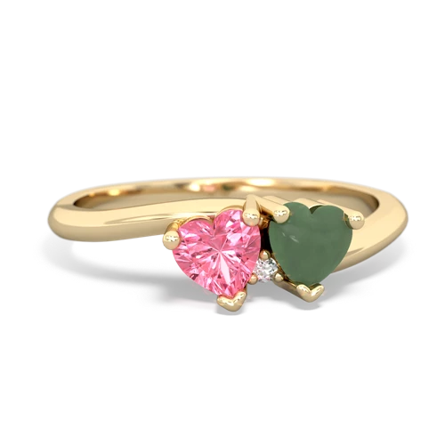pink sapphire-jade sweethearts promise ring