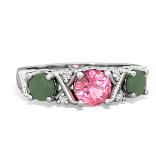 pink sapphire-jade timeless ring