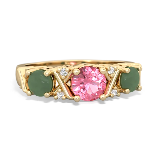 pink sapphire-jade timeless ring