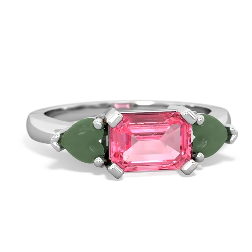 pink sapphire-jade timeless ring