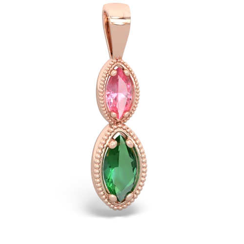 Lab Pink Sapphire Lab Created Pink Sapphire with Lab Created Emerald Antique-style Halo pendant Pendant