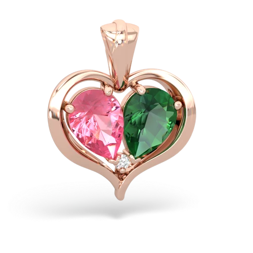 Lab Pink Sapphire Lab Created Pink Sapphire with Lab Created Emerald Two Become One pendant Pendant