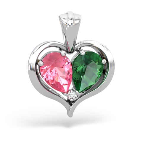 pink sapphire-lab emerald half heart whole pendant