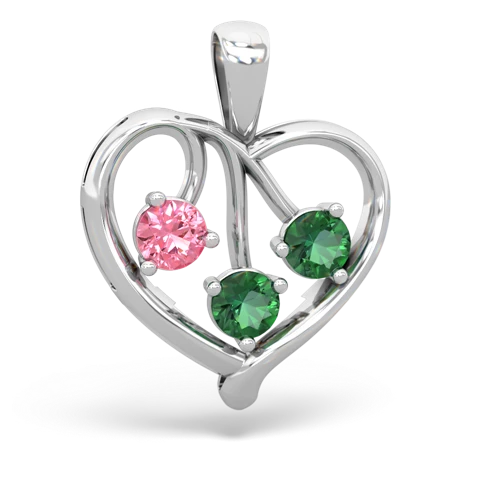 Lab Pink Sapphire Lab Created Pink Sapphire with Lab Created Emerald and Genuine Garnet Glowing Heart pendant Pendant