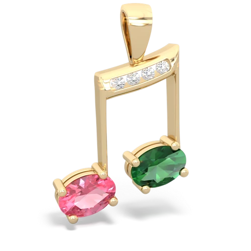 pink sapphire-lab emerald music notes pendant