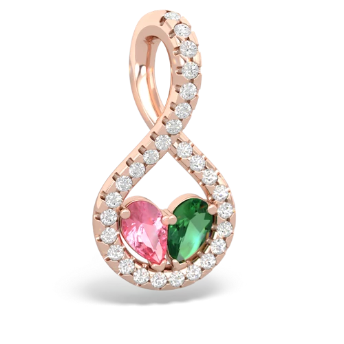 Lab Pink Sapphire Lab Created Pink Sapphire with Lab Created Emerald PavÃ© Twist pendant Pendant