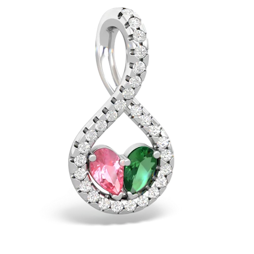pink sapphire-lab emerald pave twist pendant