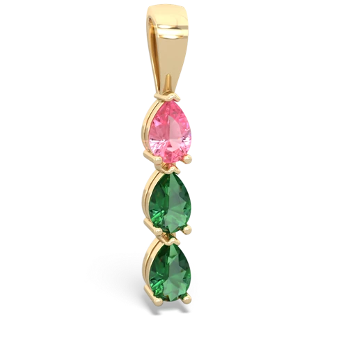 pink sapphire-lab emerald three stone pendant