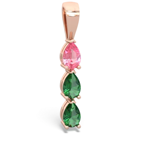 pink sapphire-lab emerald three stone pendant