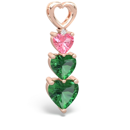 Lab Pink Sapphire Lab Created Pink Sapphire with Lab Created Emerald and  Past Present Future pendant Pendant