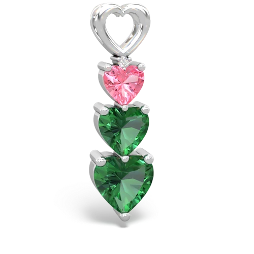 pink sapphire-lab emerald three stone pendant