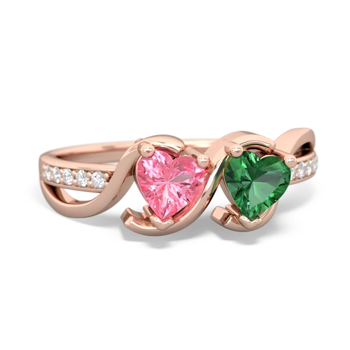 Lab Pink Sapphire Lab Created Pink Sapphire with Lab Created Emerald Side by Side ring Ring