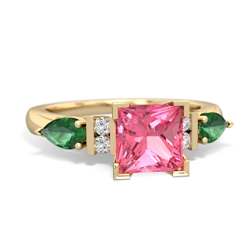 Lab Pink Sapphire Lab Created Pink Sapphire with Lab Created Emerald and Genuine Garnet Engagement ring Ring
