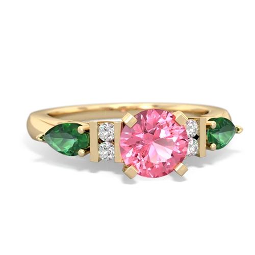 Lab Pink Sapphire Lab Created Pink Sapphire with Lab Created Emerald and Genuine White Topaz Engagement ring Ring