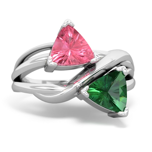 pink sapphire-lab emerald filligree ring