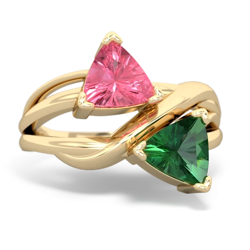 pink sapphire-lab emerald filligree ring