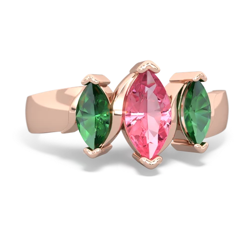 Lab Pink Sapphire Lab Created Pink Sapphire with Lab Created Emerald and  Three Peeks ring Ring