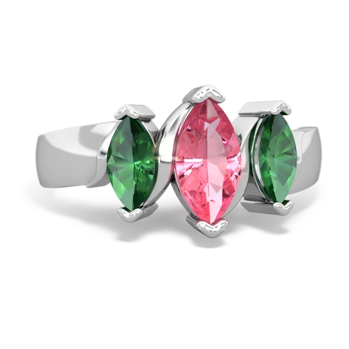 Lab Pink Sapphire Lab Created Pink Sapphire with Lab Created Emerald and Genuine Garnet Three Peeks ring Ring