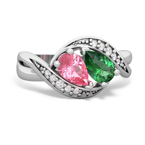 pink sapphire-lab emerald keepsake curls ring