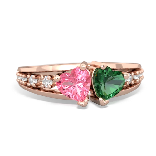 pink sapphire-lab emerald modern ring