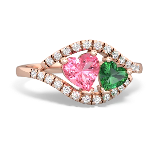 Lab Pink Sapphire Lab Created Pink Sapphire with Lab Created Emerald Mother and Child ring Ring