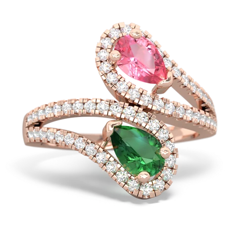 Lab Pink Sapphire Lab Created Pink Sapphire with Lab Created Emerald Diamond Dazzler ring Ring