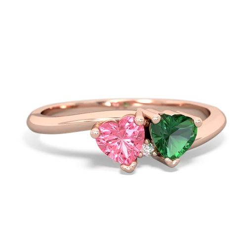 pink sapphire-lab emerald sweethearts promise ring