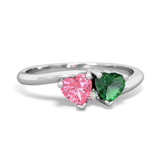 pink sapphire-lab emerald sweethearts promise ring