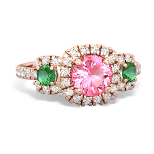 Lab Pink Sapphire Lab Created Pink Sapphire with Lab Created Emerald and Genuine White Topaz Regal Halo ring Ring