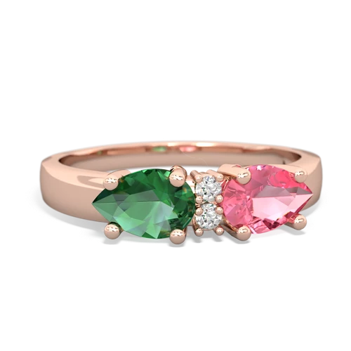 Lab Pink Sapphire Lab Created Pink Sapphire with Lab Created Emerald Pear Bowtie ring Ring