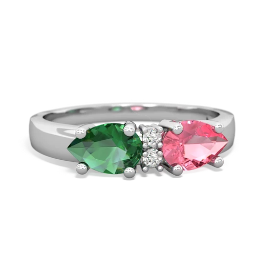 pink sapphire-lab emerald timeless ring