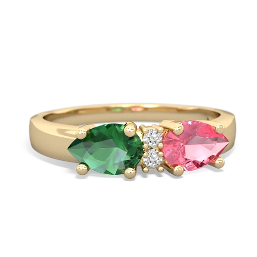 pink sapphire-lab emerald timeless ring