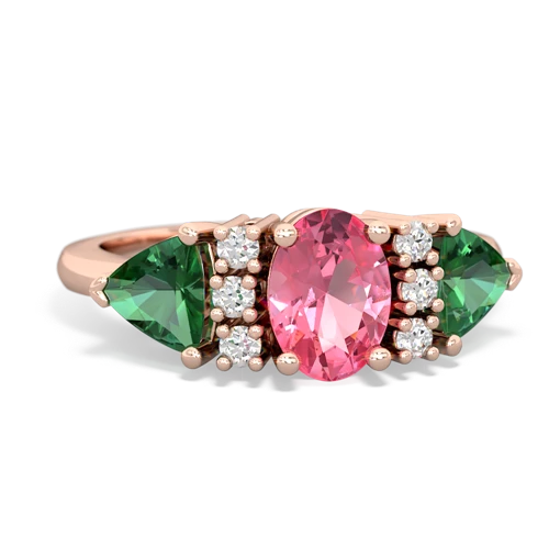 Lab Pink Sapphire Lab Created Pink Sapphire with Lab Created Emerald and  Antique Style Three Stone ring Ring