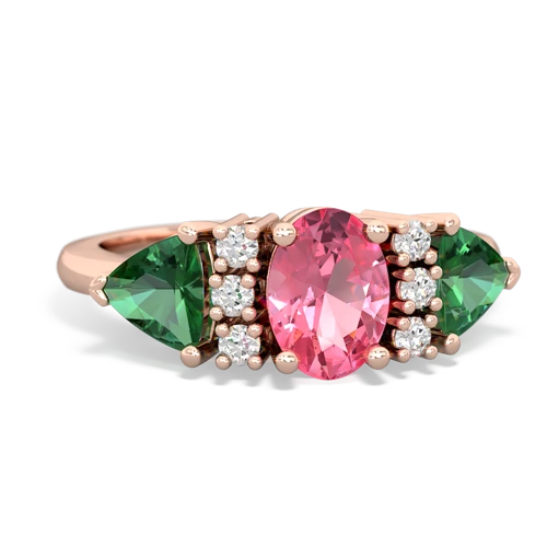 pink sapphire-lab emerald timeless ring