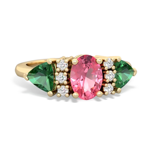 pink sapphire-lab emerald timeless ring