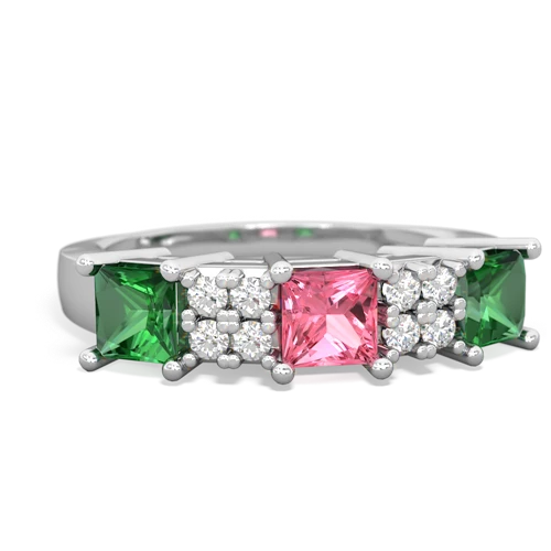 pink sapphire-lab emerald timeless ring